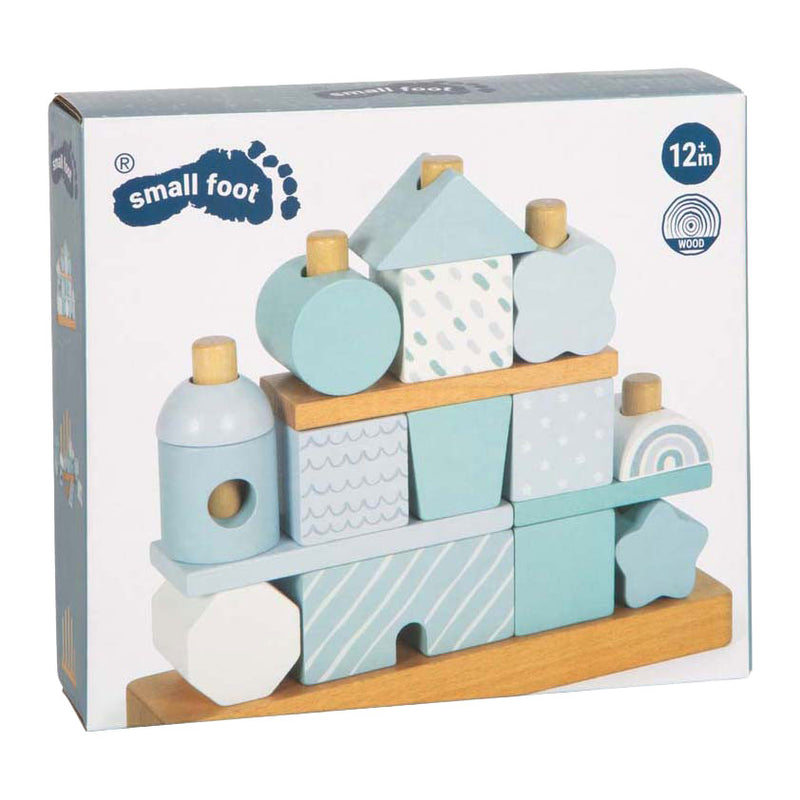 Load image into Gallery viewer, Small foot - houten stapelhuis blauw - 18dlg.
