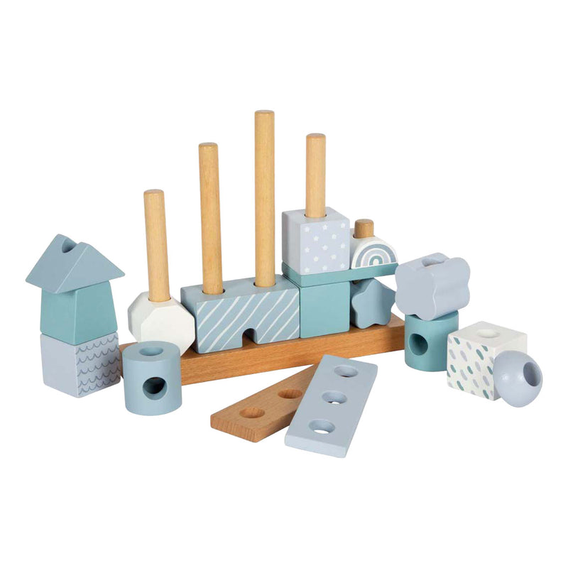 Load image into Gallery viewer, Small foot - houten stapelhuis blauw - 18dlg.
