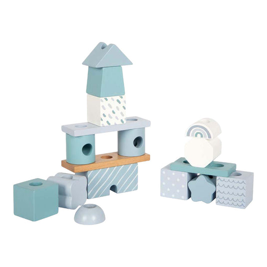 Small foot - houten stapelhuis blauw - 18dlg.