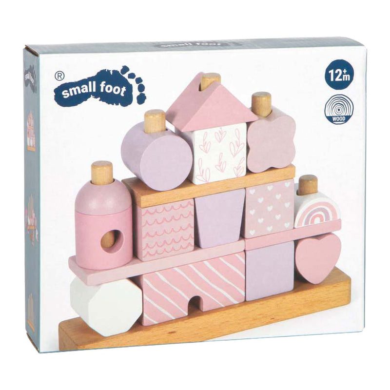 Load image into Gallery viewer, Small foot - houten stapelhuis roze - 18dlg.
