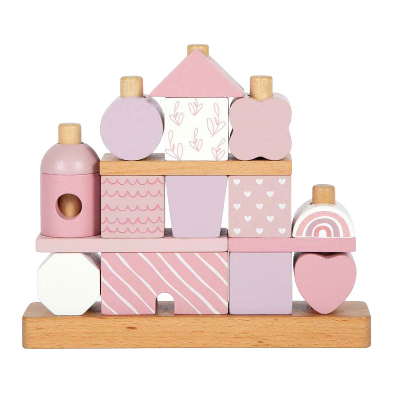 Load image into Gallery viewer, Small foot - houten stapelhuis roze - 18dlg.

