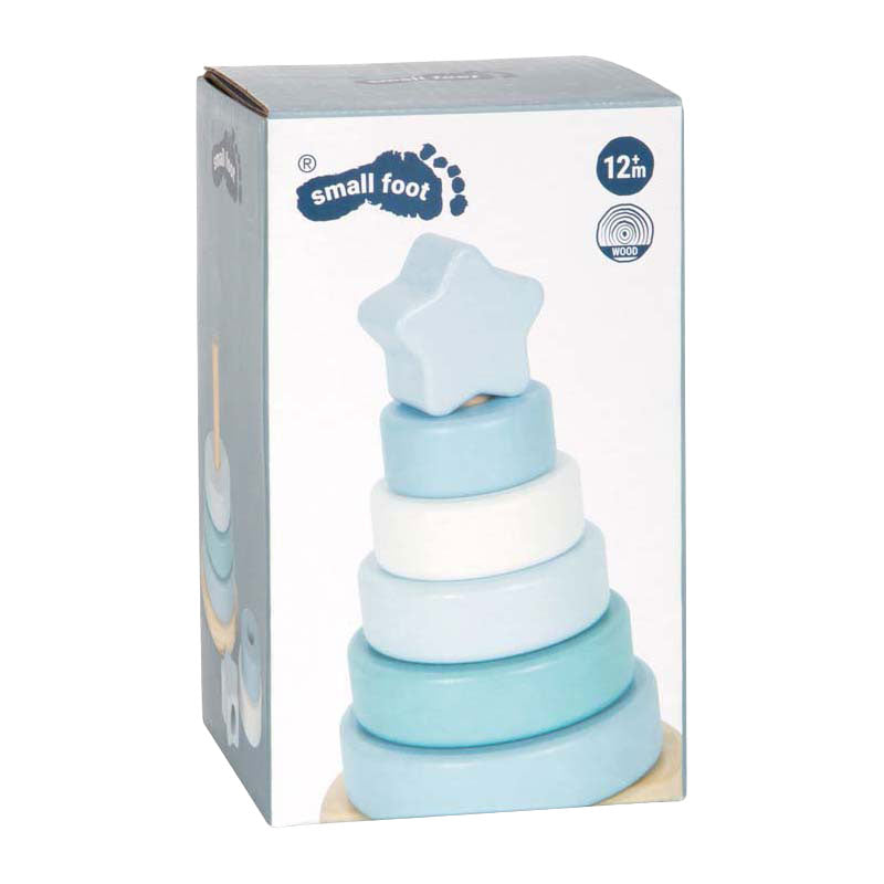 Afbeelding laden in galerijviewer, Small foot - houten stapeltoren blauw - 7dlg.
