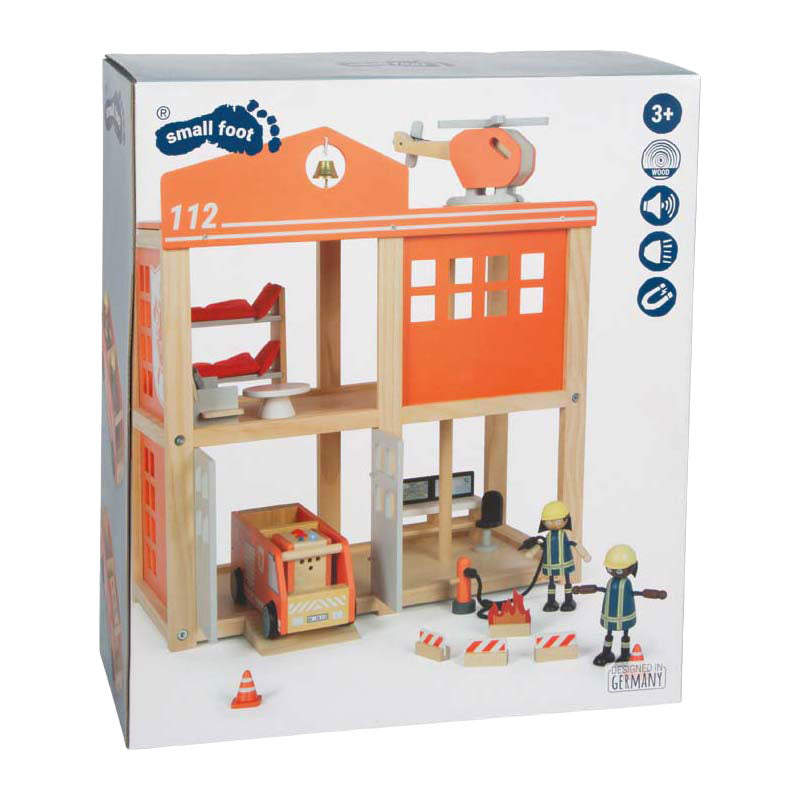 Load image into Gallery viewer, Small foot - houten grote brandweerkazerne met accessoires
