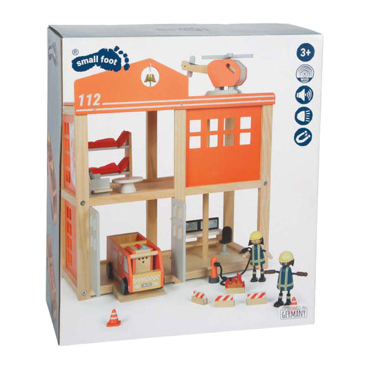 Small foot - houten grote brandweerkazerne met accessoires