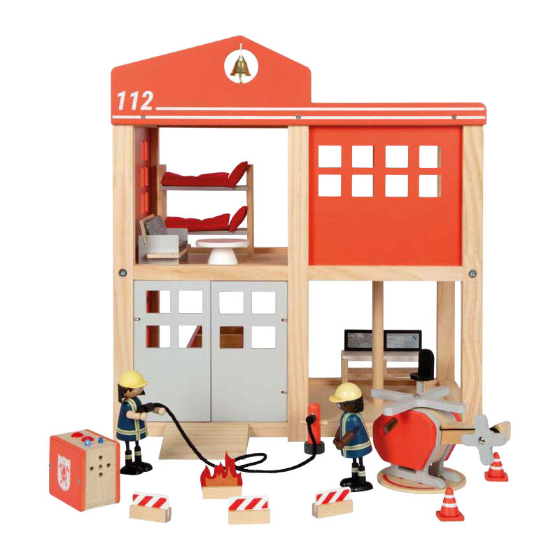 Load image into Gallery viewer, Small foot - houten grote brandweerkazerne met accessoires
