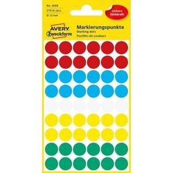 Etiketten avery 3088 rond 12mm assorti