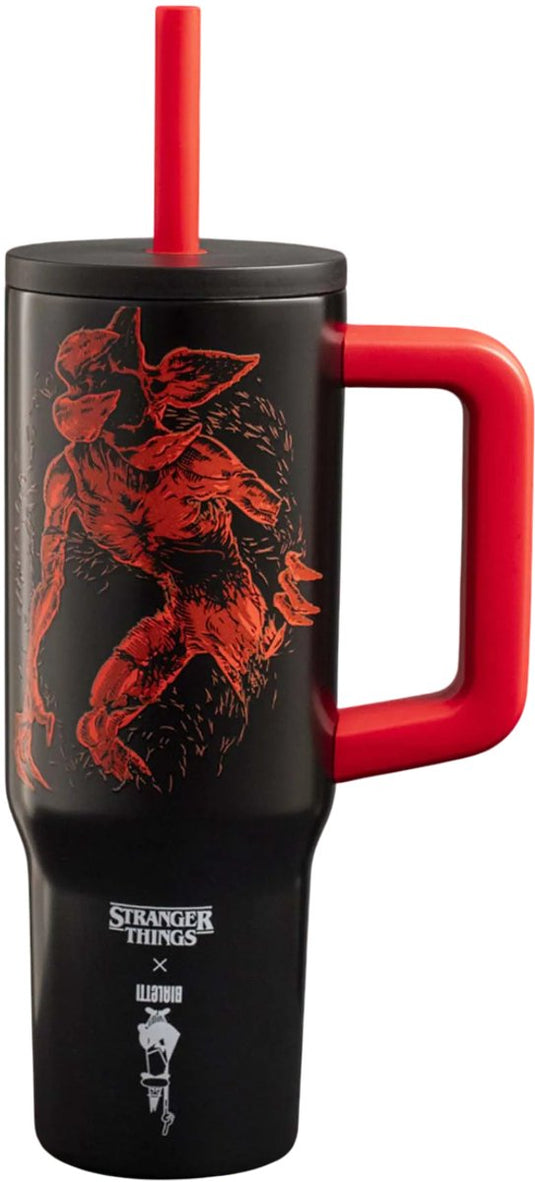 Bialetti stranger things thermosbeker 900 ml – glow in the dark – met handvat en rietje – rvs drinkbeker – limited edition
