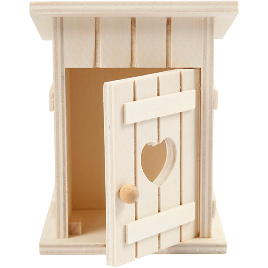 Creativ company houten mini toilethuis, 6,5x6,5x8cm