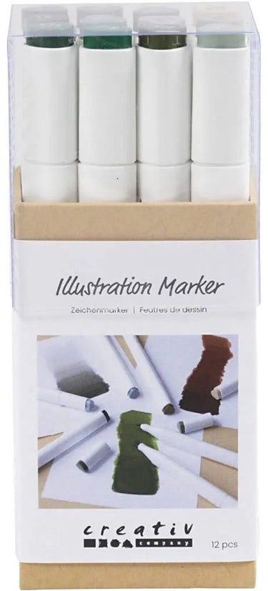 Creativ company tekenstift lijndikte 1+8mm natuurlijke kleuren - 12st.