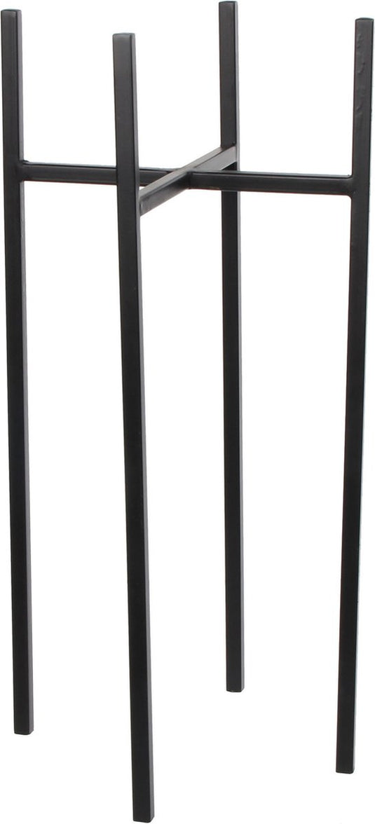 Mica decorations - bloempot plantenpot standaard verhoger - zwart - b24 x h55 cm - metaal