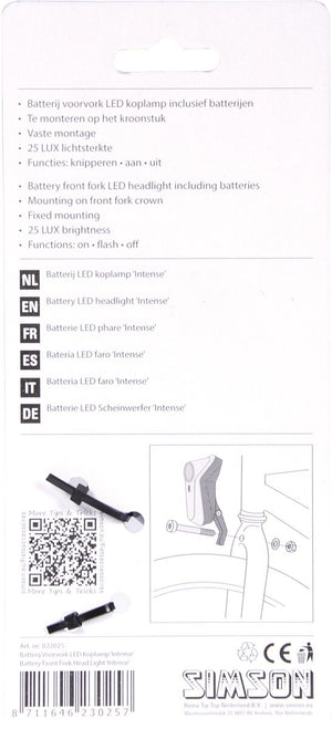 koplamp Intense batterijen zwart led