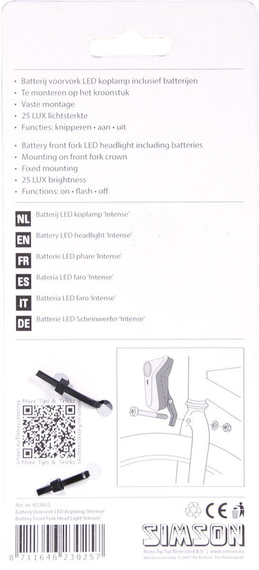 koplamp Intense batterijen zwart led