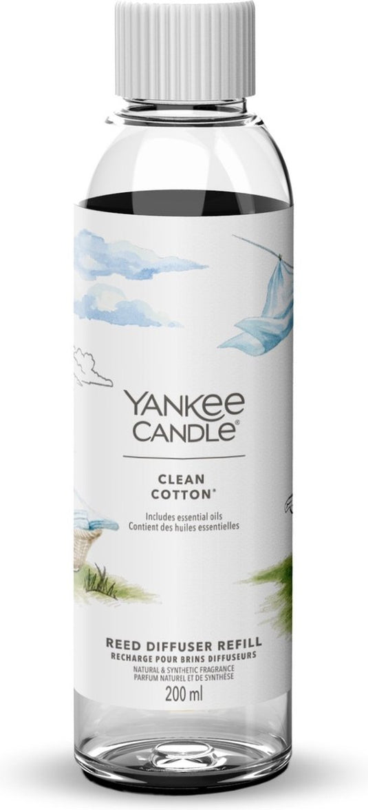 Yankee candle - navulling voor geurstokjes 200 ml - clean cotton