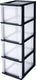 Iris organizer chest ladesysteem a4 - 4 diepe lades - 4 x 13l - kunststof - zwart transparant - zonder wielen