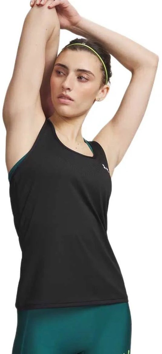 Under armour tech mesh racer tank-blk dames sportshirt - zwart - wit