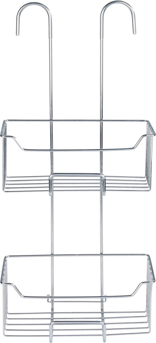 Wenko doucherek milo 2-laags rvs glanzend 25x55cm - zonder boren - doucherekje hangend - douchemand - douchecaddy ophangbaar