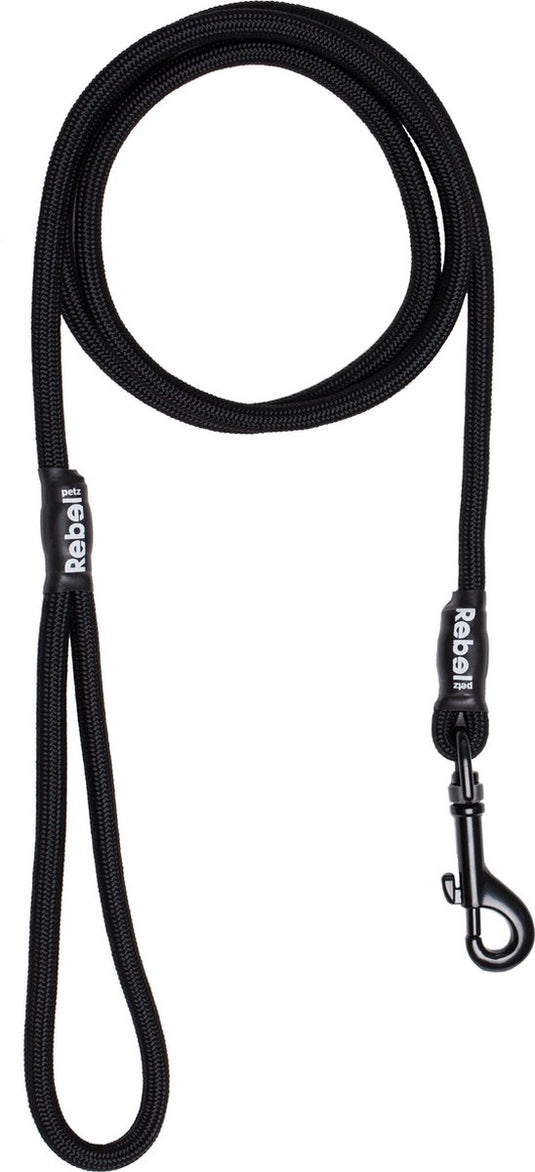 Rebel petz hondenriem - zwart - s - 8mm x 140cm
