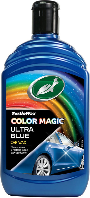 Turtle wax color magic ultra blue wax - reinigt geeft glans - herstelt en voegt kleur toe - camoufleert krasjes en doffe plekken – geeft duurzame bescherming - snel en gemakkelijk in gebruik – 500ml