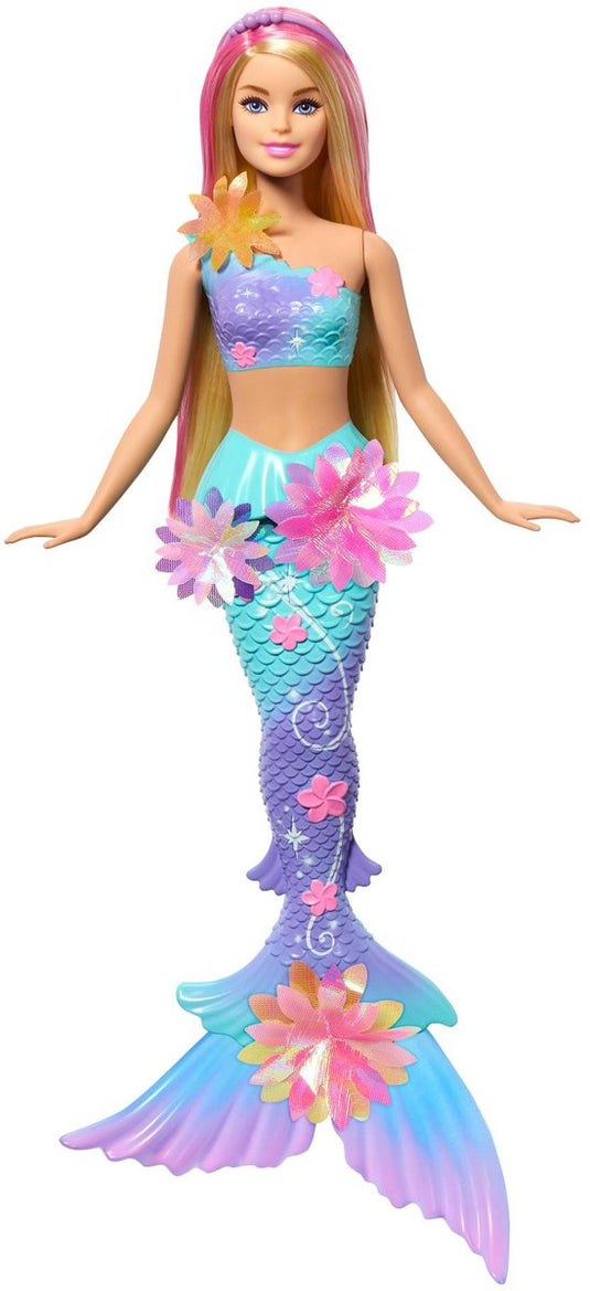 Barbie zeemeermin met magische bloemen blauw