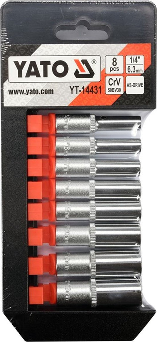Yato - lange dopsleutelset - 1 4 - 8-delig - as-drive