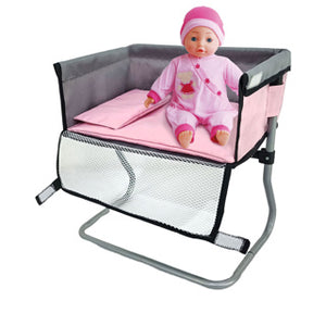 Poppen verzorgingstafel grijs roze39x25x39cm