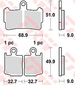 Trw remblokken mcb 828 brake pad mcb 828 sv sintered metal