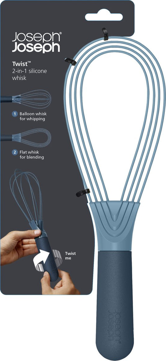 Joseph joseph twist whisk – sky blue - 2‑in‑1 opvouwbare garde