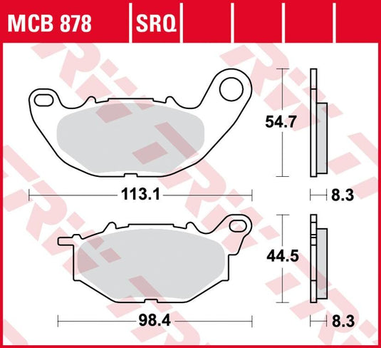 Trw remblokken mcb 878 brake pad mcb 878 organic standard