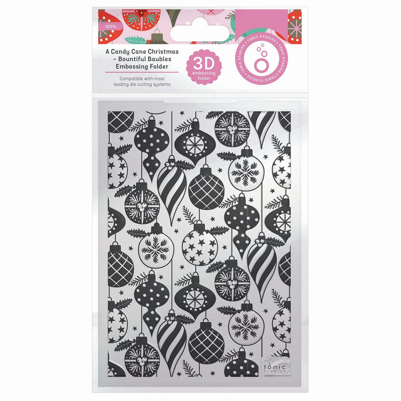 Load image into Gallery viewer, Tonic studios • a candy cane christmas 3d embossing folder bountiful baubles

