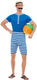 Smiffys - 20s bathing suit kostuum - l - blauw wit