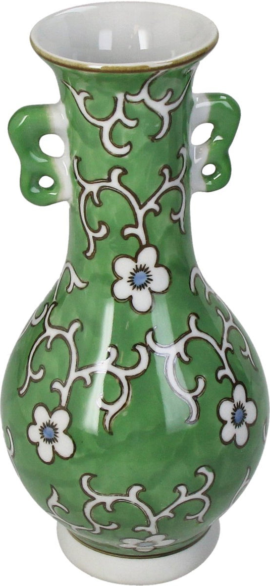 Hd collection vaas porselein groen 10x10x21cm