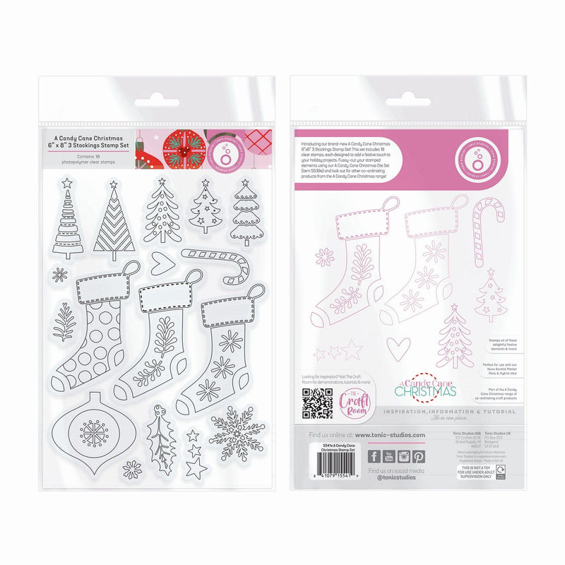 Load image into Gallery viewer, Tonic studios • a candy cane christmas stamp set 3 stockings 18pcs
