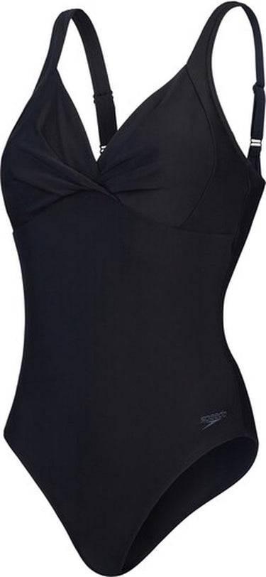 Speedo shaping cross knot 1 piece dames sportbadpak - zwart