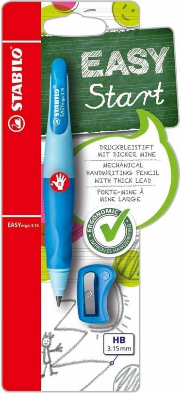Stabilo easyergo 3.15 - ergonomisch vulpotlood - rechtshandig - navulbaar - blauw donker blauw - extra dikke potloodvulling 3,15 mm