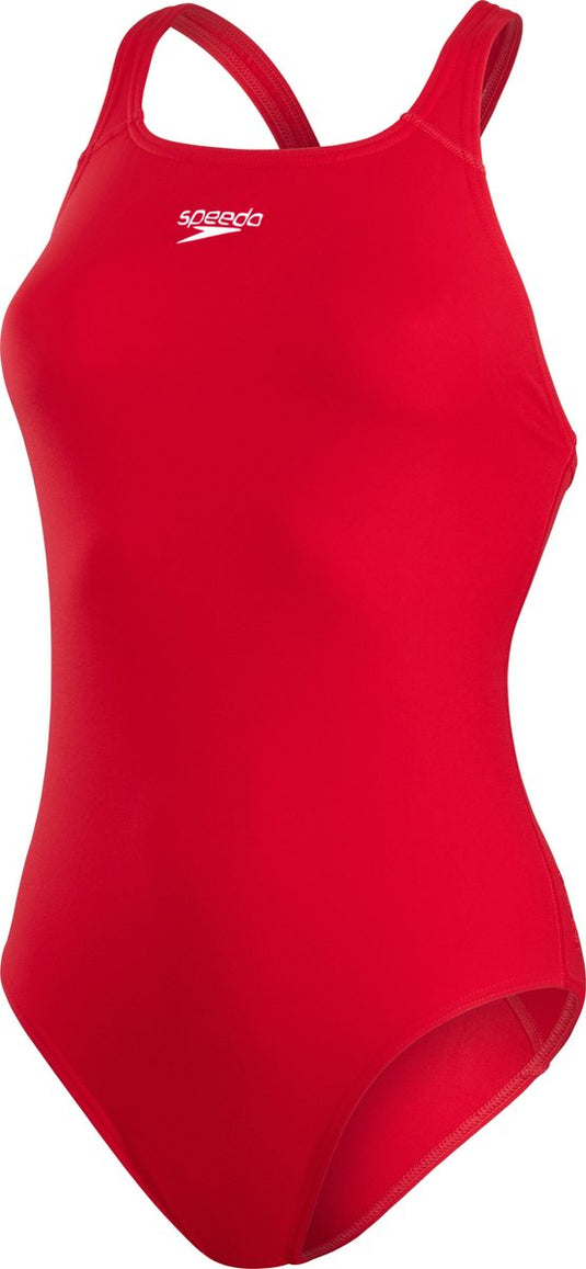 Speedo endurance+ medalist dames sportbadpak - kleurvast badpak dames - chloorbestendig zwempak dames - sportbadpak dames met medalist-rug - rood - 46