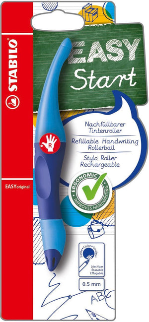 Stabilo easyoriginal - ergonomische rollerball - rechtshandig - blauwe inkt - navulbaar - blauw