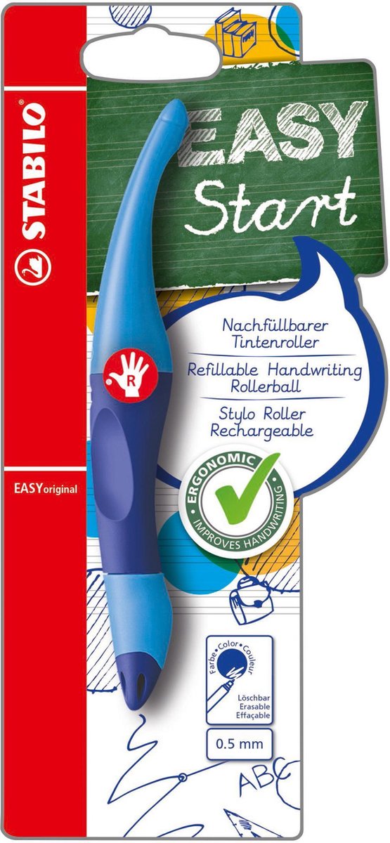Load image into Gallery viewer, Stabilo easyoriginal - ergonomische rollerball - rechtshandig - blauwe inkt - navulbaar - blauw
