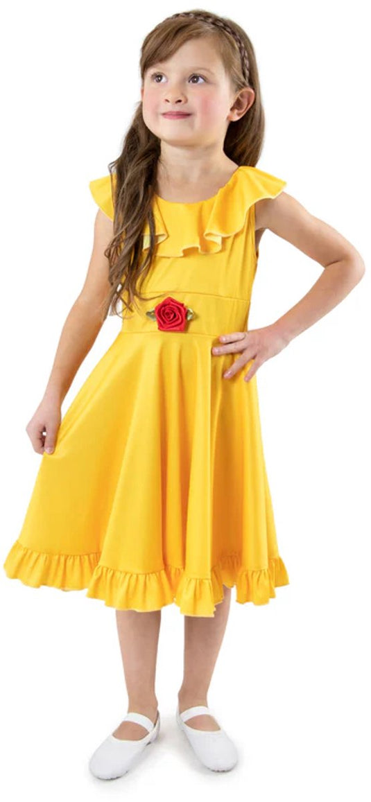 Little adventures - yellow beauty twirl jurk – maat (128-134)