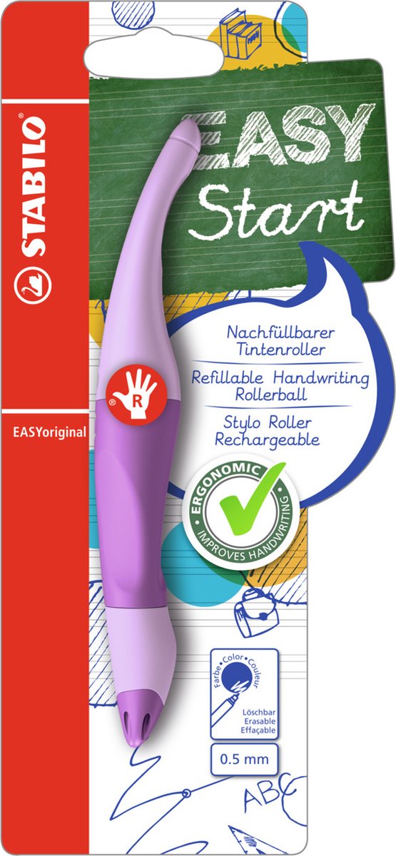 Load image into Gallery viewer, Stabilo easyorginial ergonomische rollerball pen - rechtshandig - blauwe inkt - navulbaar - pastel lila blush
