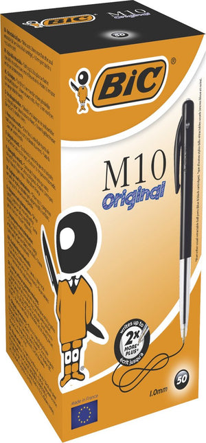 Bic balpen m10 clic schrijfbreedte 0,4 mm, medium (50 stuks)