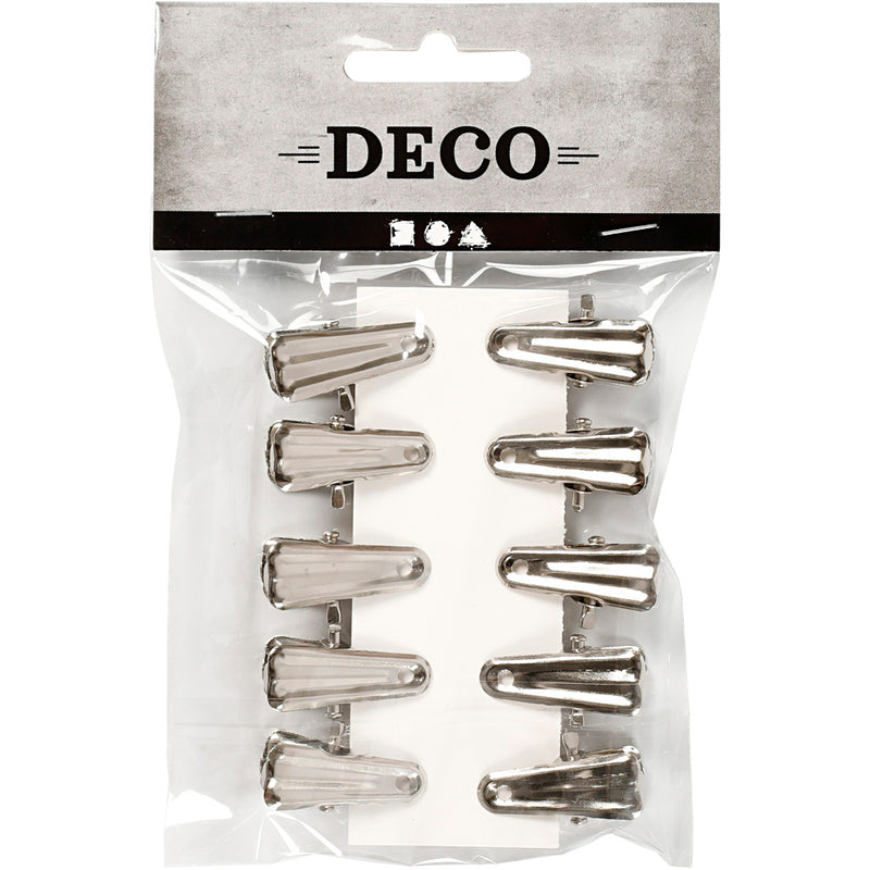 Afbeelding laden in galerijviewer, Https: www.cchobby.nl deco-knijpers-l-27-mm-b-14-mm-zilver-10-stuk-1-doos

