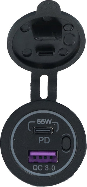 Carpoint inbouw aansluiting usb usb-c 65w snellader