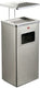 Wesco staande asbak met dak | 19 liter | metaal - mat rvs | afvalbak met asbak staand