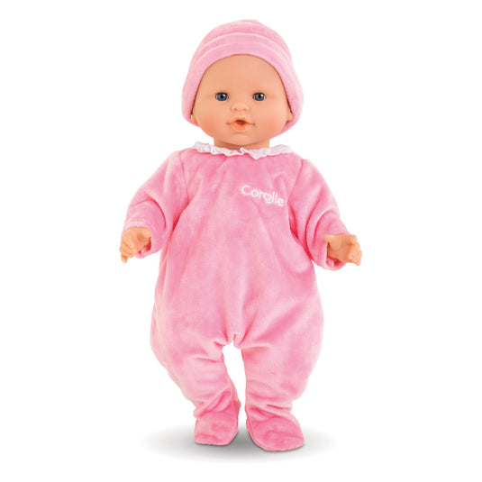 Corolle mon grand poupon pyjama met muts roze babypop 36 cm