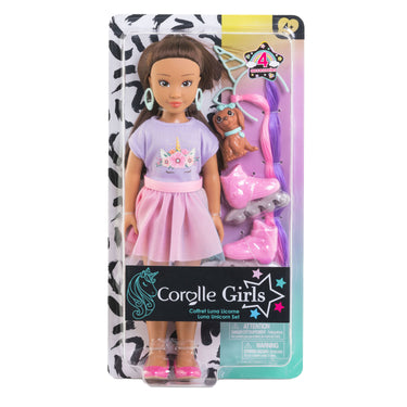Corolle modepop luna eenhoorn met accessoires en hond - 28 cm.