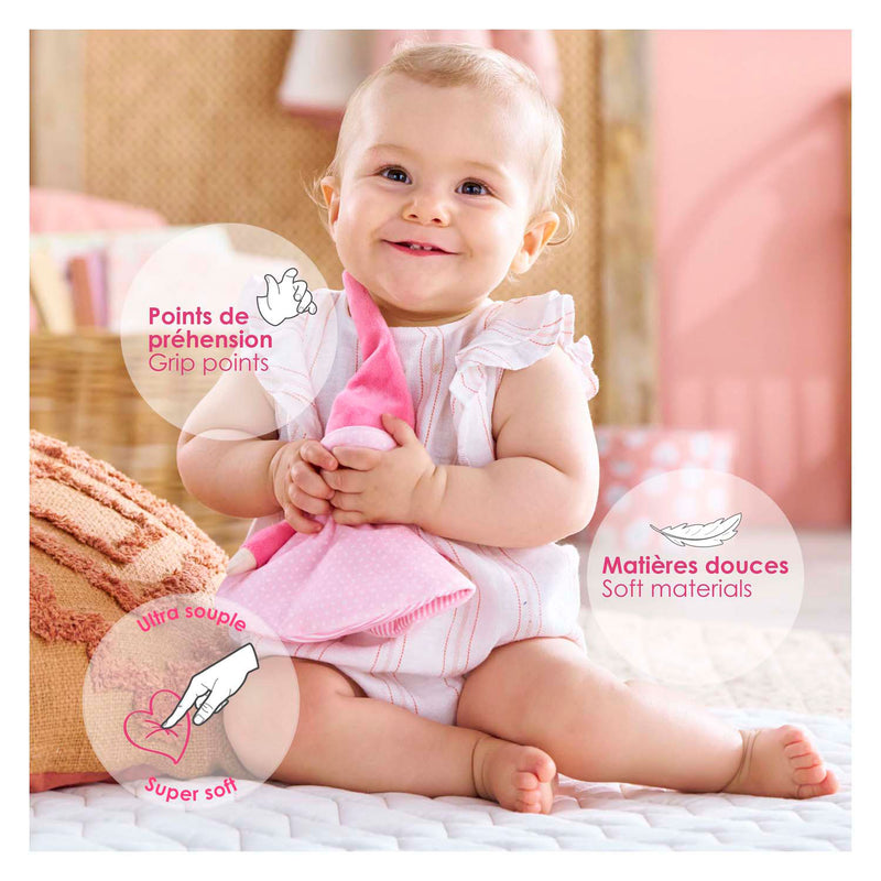 Load image into Gallery viewer, Corolle knuffeldoek roze - tidoudou babydoekje 17cm voor baby's.
