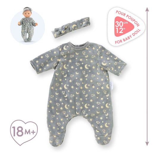 Corolle poppen pyjama en hoofdband 30cm - glow in the dark babypop kleding.