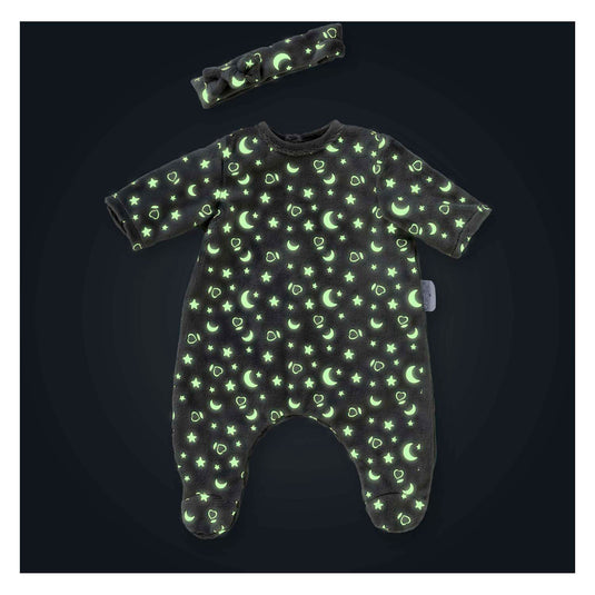 Corolle poppen pyjama en hoofdband 30cm - glow in the dark babypop kleding.