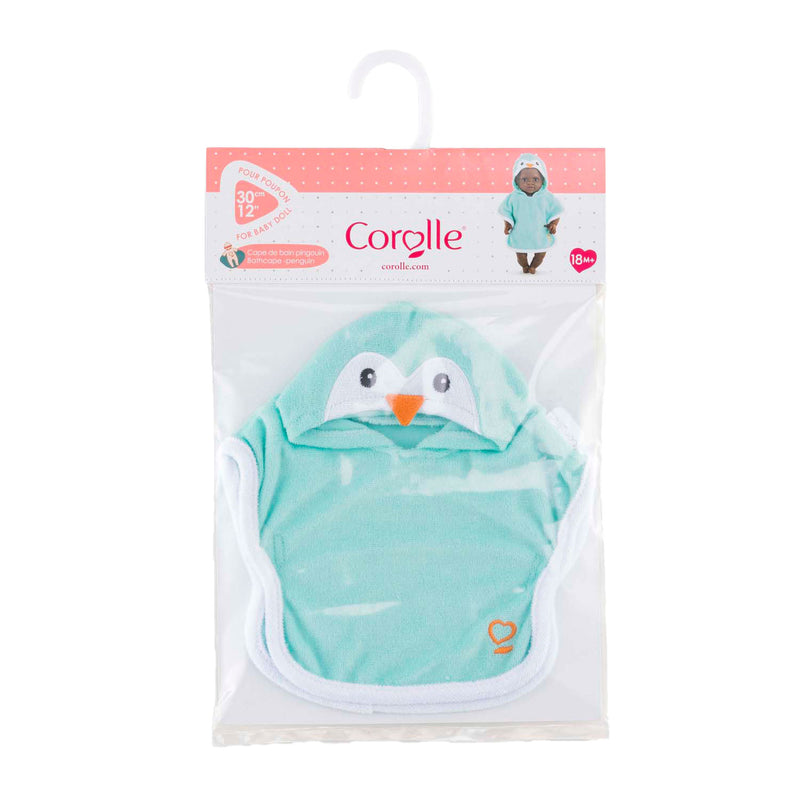 Afbeelding laden in galerijviewer, Corolle badcape voor babypop - pinguin, 30cm
