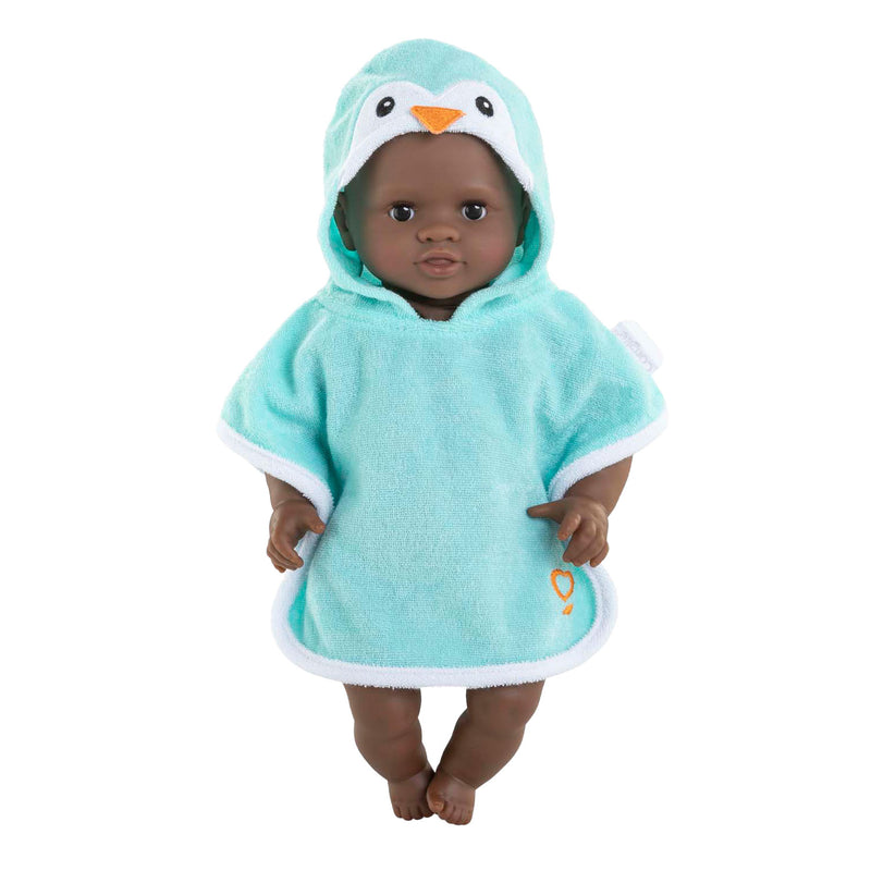Afbeelding laden in galerijviewer, Corolle badcape pinguin voor babypop 30cm - poppenaccessoire.
